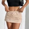 imageCargo Skirts for Women Y2K Mini Skirt Low Waist Side Drawstring Short Skirt with PocketsKhaki