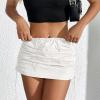 imageCargo Skirts for Women Y2K Mini Skirt Low Waist Side Drawstring Short Skirt with PocketsWhite