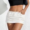 imageCargo Skirts for Women Y2K Mini Skirt Low Waist Side Drawstring Short Skirt with PocketsWhite