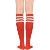 imageWomens Knee High Socks Long Athletic Thin Thigh High Stocking Outdoor Sport Casual Tube Socks2 Pack Red White