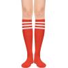 imageWomens Knee High Socks Long Athletic Thin Thigh High Stocking Outdoor Sport Casual Tube Socks2 Pack Red White