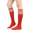 imageWomens Knee High Socks Long Athletic Thin Thigh High Stocking Outdoor Sport Casual Tube Socks2 Pack Red White