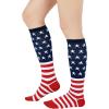 imageWomens Knee High Socks Long Athletic Thin Thigh High Stocking Outdoor Sport Casual Tube Socks2 Pack Star Flag