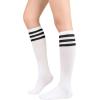 imageWomens Knee High Socks Long Athletic Thin Thigh High Stocking Outdoor Sport Casual Tube Socks2 Pack White Black Stripe
