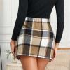 imageWomens Plaid Skirts High Waist Pencil Skirt Bodycon Mini Skirt Fall Winter Outfits for WomenCoffee