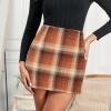 imageWomens Plaid Skirts High Waist Pencil Skirt Bodycon Mini Skirt Fall Winter Outfits for WomenOrange