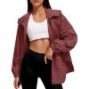 imageAmerican Trends Women Rain Jacket with Hood Lightweight Rain Coats for Women Trench Waterproof Windbreaker With Back PocketsWine Red