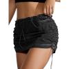 imageCargo Skirts for Women Y2K Mini Skirt Low Waist Side Drawstring Short Skirt with PocketsBlack
