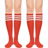 imageWomens Knee High Socks Long Athletic Thin Thigh High Stocking Outdoor Sport Casual Tube Socks2 Pack Red White