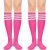 imageWomens Knee High Socks Long Athletic Thin Thigh High Stocking Outdoor Sport Casual Tube Socks2 Pack Rose Red White