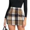 imageWomens Plaid Skirts High Waist Pencil Skirt Bodycon Mini Skirt Fall Winter Outfits for WomenCoffee