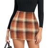 imageWomens Plaid Skirts High Waist Pencil Skirt Bodycon Mini Skirt Fall Winter Outfits for WomenOrange