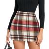 imageWomens Plaid Skirts High Waist Pencil Skirt Bodycon Mini Skirt Fall Winter Outfits for WomenRed