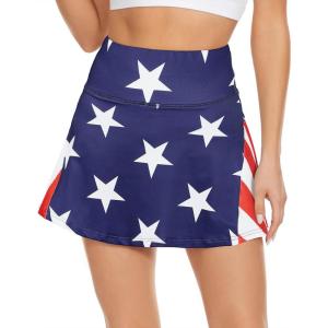 imageAmerican Trends High Waist Pleated Tennis Skirt with Pockets Skorts Skirts for WomenAmerican Flag