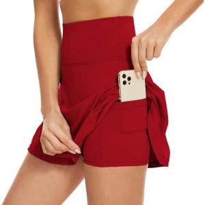 imageAmerican Trends High Waist Pleated Tennis Skirt with Pockets Skorts Skirts for WomenRed