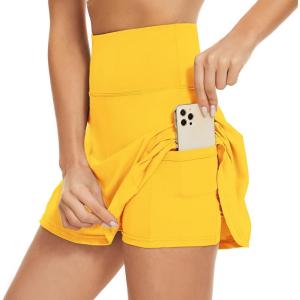 imageAmerican Trends High Waist Pleated Tennis Skirt with Pockets Skorts Skirts for WomenYellow