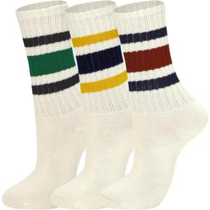 imageAmerican Trends Tube Socks for Women Striped Retro Socks Slouchy Scrunch Socks Vintage Cute Crew Socks3 Pairs  a Multicolor