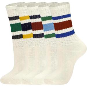 imageAmerican Trends Tube Socks for Women Striped Retro Socks Slouchy Scrunch Socks Vintage Cute Crew Socks5 Pairs  E Multicolor