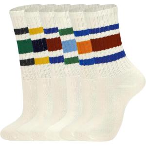 imageAmerican Trends Tube Socks for Women Striped Retro Socks Slouchy Scrunch Socks Vintage Cute Crew Socks5 Pairs  F Multicolor