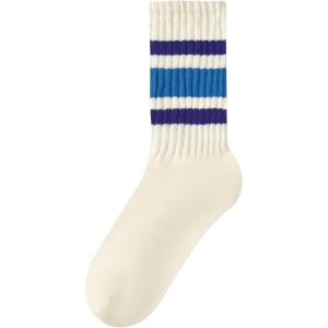imageAmerican Trends Tube Socks for Women Striped Retro Socks Slouchy Scrunch Socks Vintage Cute Crew SocksPurple Blue