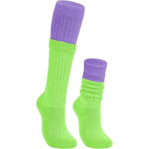imageAmerican Trends Womens Slouch Socks Extra Long Knee High Socks Boot Socks  Pink One Size 1 CountNeon Green  Purple