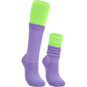 imageAmerican Trends Womens Slouch Socks Extra Long Knee High Socks Boot Socks  Pink One Size 1 CountPurple  Neon Green