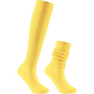 imageAmerican Trends Womens Slouch Socks Extra Long Knee High Socks Boot Socks  Pink One Size 1 CountYellow