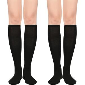 imageWomens Knee High Socks Long Athletic Thin Thigh High Stocking Outdoor Sport Casual Tube Socks2 Pack Black