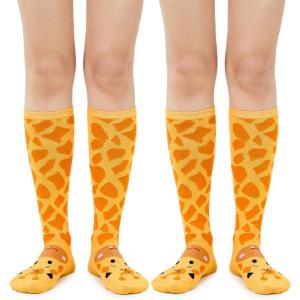 imageWomens Knee High Socks Long Athletic Thin Thigh High Stocking Outdoor Sport Casual Tube Socks2 Pack Giraffe