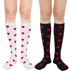 imageWomens Knee High Socks Long Athletic Thin Thigh High Stocking Outdoor Sport Casual Tube Socks2 Pack Heart