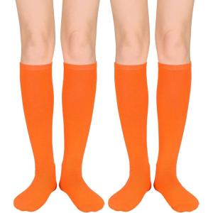 imageWomens Knee High Socks Long Athletic Thin Thigh High Stocking Outdoor Sport Casual Tube Socks2 Pack Orange