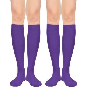 imageWomens Knee High Socks Long Athletic Thin Thigh High Stocking Outdoor Sport Casual Tube Socks2 Pack Purple