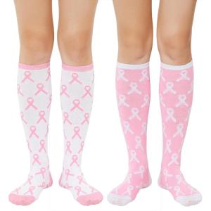 imageWomens Knee High Socks Long Athletic Thin Thigh High Stocking Outdoor Sport Casual Tube Socks2 Pack White Pink  Pink White
