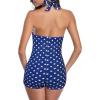 imageAmerican Trends One Piece Bathing Suit for Women Vinatge Womens Swimsuits Tummy Control Athletic Rerto Womens SwimwearBlueWhiteRed