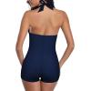imageAmerican Trends One Piece Bathing Suit for Women Vinatge Womens Swimsuits Tummy Control Athletic Rerto Womens SwimwearVintage Navy Blue