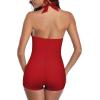imageAmerican Trends One Piece Bathing Suit for Women Vinatge Womens Swimsuits Tummy Control Athletic Rerto Womens SwimwearVintage Red