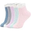 imageAmerican Trends Womens Christmas Fuzzy Socks Winter Warm Cozy Socks Soft Fluffy Athletic Socks for WomenB 5 Pack Solid Color