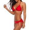 imageAmerican Trends Womens String Two Piece Halter Top Triangle Bikini Set with Tie Side Bottom Sexy Swimsuit Bathing Suits03 Red