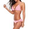 imageAmerican Trends Womens String Two Piece Halter Top Triangle Bikini Set with Tie Side Bottom Sexy Swimsuit Bathing Suits06 Pink