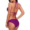 imageAmerican Trends Womens String Two Piece Halter Top Triangle Bikini Set with Tie Side Bottom Sexy Swimsuit Bathing Suits08 Purple