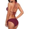 imageAmerican Trends Womens String Two Piece Halter Top Triangle Bikini Set with Tie Side Bottom Sexy Swimsuit Bathing Suits13 Wine Red