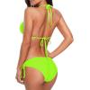 imageAmerican Trends Womens String Two Piece Halter Top Triangle Bikini Set with Tie Side Bottom Sexy Swimsuit Bathing Suits14 Bright Green