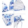 imageAmerican Trends Womens String Two Piece Halter Top Triangle Bikini Set with Tie Side Bottom Sexy Swimsuit Bathing Suits17 Blue White Fioral
