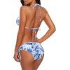 imageAmerican Trends Womens String Two Piece Halter Top Triangle Bikini Set with Tie Side Bottom Sexy Swimsuit Bathing Suits17 Blue White Fioral