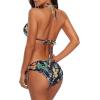 imageAmerican Trends Womens String Two Piece Halter Top Triangle Bikini Set with Tie Side Bottom Sexy Swimsuit Bathing Suits22 Blue Flower