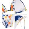 imageAmerican Trends Womens String Two Piece Halter Top Triangle Bikini Set with Tie Side Bottom Sexy Swimsuit Bathing Suits23 Blue Pattern