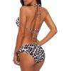 imageAmerican Trends Womens String Two Piece Halter Top Triangle Bikini Set with Tie Side Bottom Sexy Swimsuit Bathing Suits29 Leopard