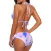 imageAmerican Trends Womens String Two Piece Halter Top Triangle Bikini Set with Tie Side Bottom Sexy Swimsuit Bathing Suits30 Pink Blue Print