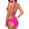 imageAmerican Trends Womens String Two Piece Halter Top Triangle Bikini Set with Tie Side Bottom Sexy Swimsuit Bathing Suits38 Rose Red