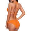 imageAmerican Trends Womens String Two Piece Halter Top Triangle Bikini Set with Tie Side Bottom Sexy Swimsuit Bathing Suits39 Neon Orange